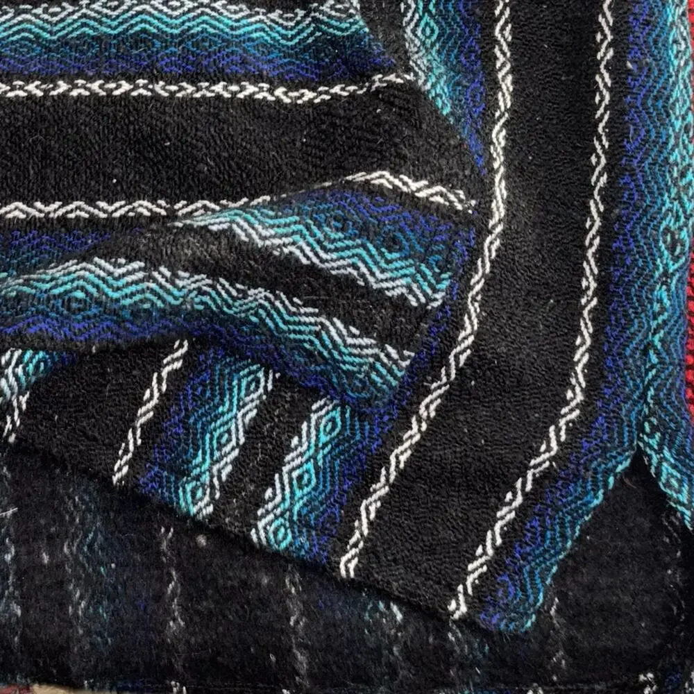 DELMEX Baja Hoodie Sweater unisex medium black/blue relaxed fit hippie